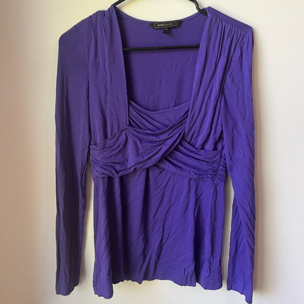 BCBG PURPLE WRAP SHIRT